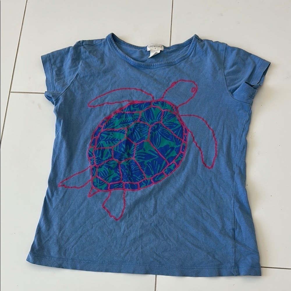 Crewcuts Blue Kids Shirt with Turtle Design 8 Hawaii tropical